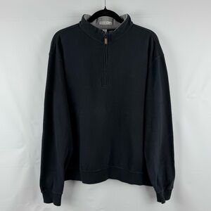 Peter Millar Crown Soft Black 1/4 Zip Pullover Cotton Sweater